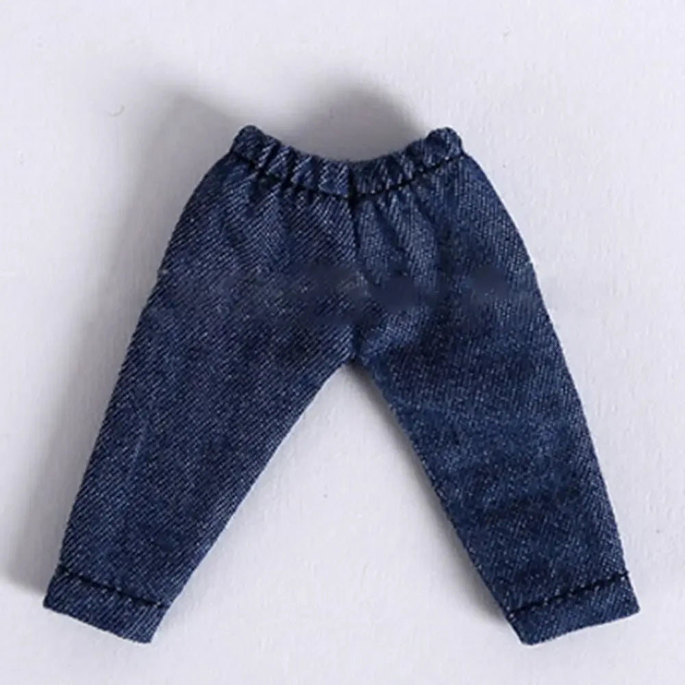 Fashion Doll Clothes For 1/11 OB11 Dolls Denim Trousers For 1/12 Bjd/GSC Doll T-shirt Mini Cute Doll Pants DIY Doll Accessories