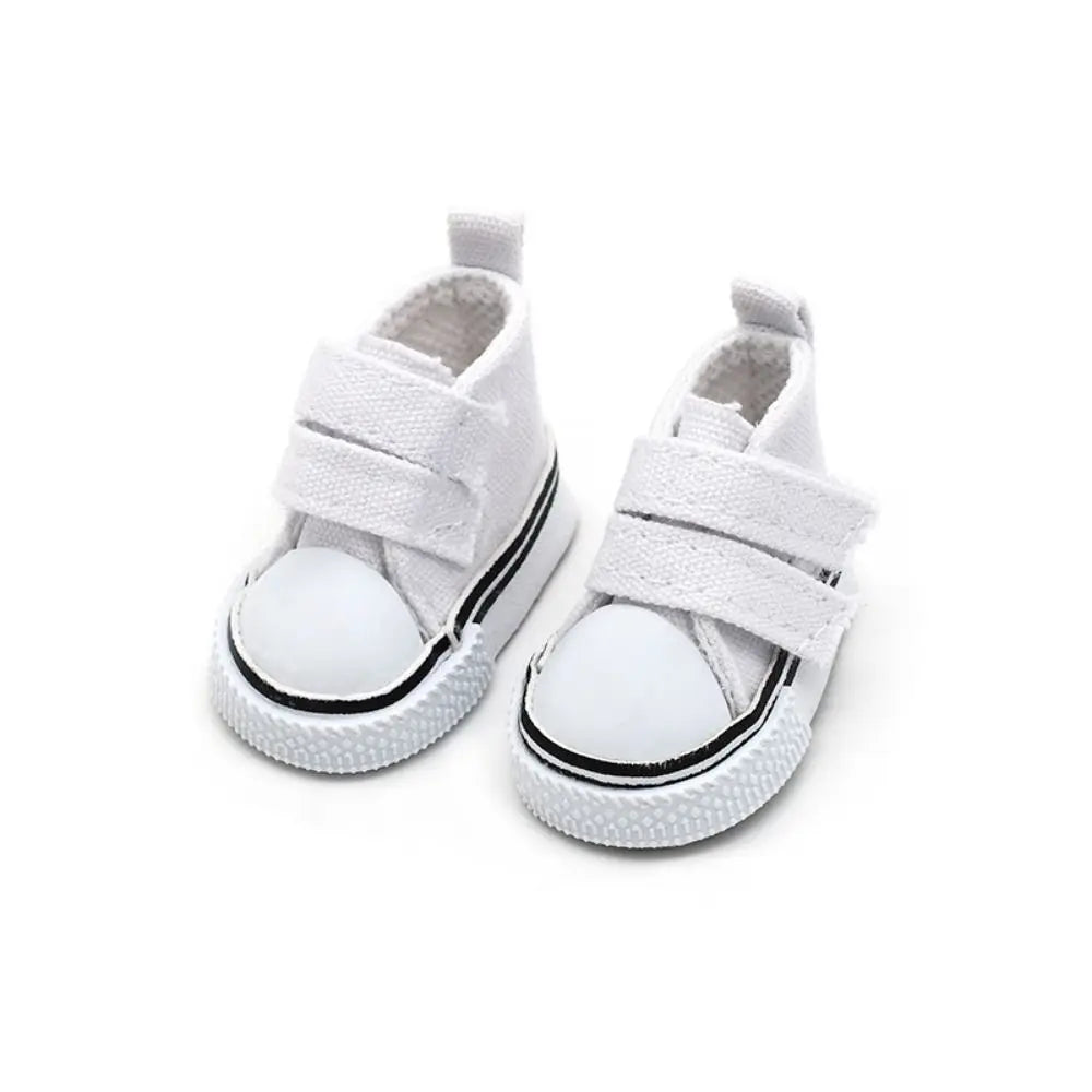1 Pair 5cm Length Doll Canvas Shoes DIY Plimsolls 1/6 Scale Mini Sneakers Mini High Top Doll Sneakers Blythe Doll Toy
