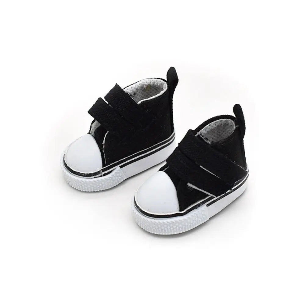 1 Pair 5cm Length Doll Canvas Shoes DIY Plimsolls 1/6 Scale Mini Sneakers Mini High Top Doll Sneakers Blythe Doll Toy