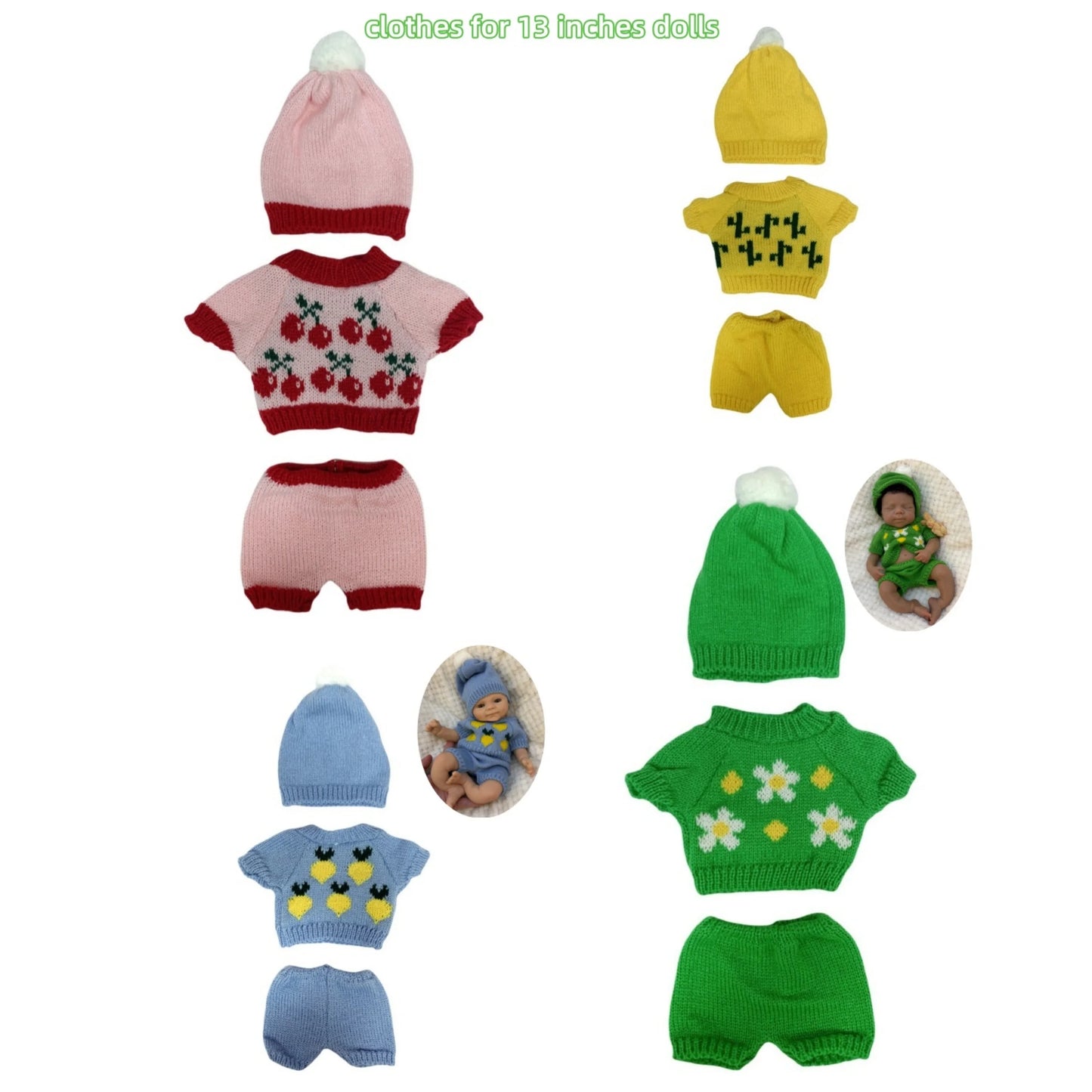 Doll Clothes 4 sets of clothes Accessories Fit 13 Inch Doll Fashion Nice Style Silicone Doll Clothes