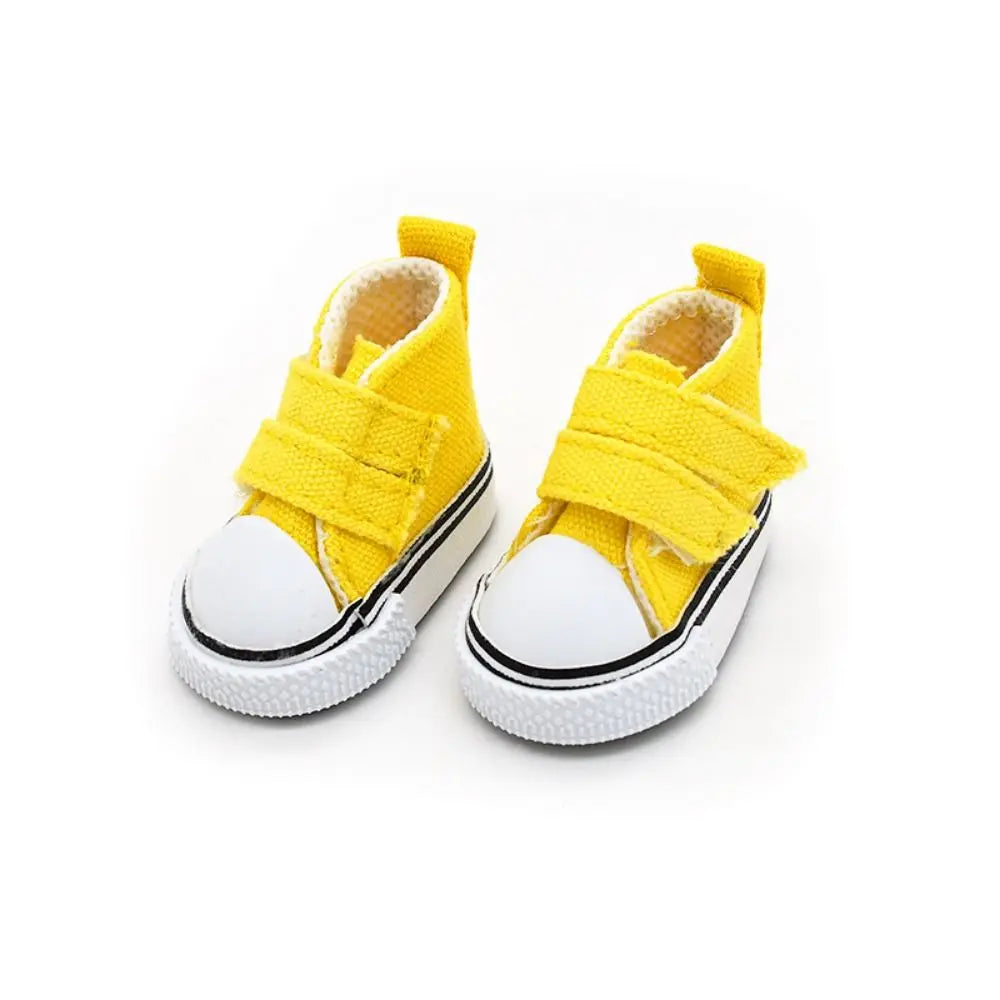 1 Pair 5cm Length Doll Canvas Shoes DIY Plimsolls 1/6 Scale Mini Sneakers Mini High Top Doll Sneakers Blythe Doll Toy