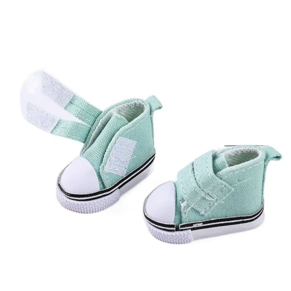 1 Pair 5cm Length Doll Canvas Shoes DIY Plimsolls 1/6 Scale Mini Sneakers Mini High Top Doll Sneakers Blythe Doll Toy