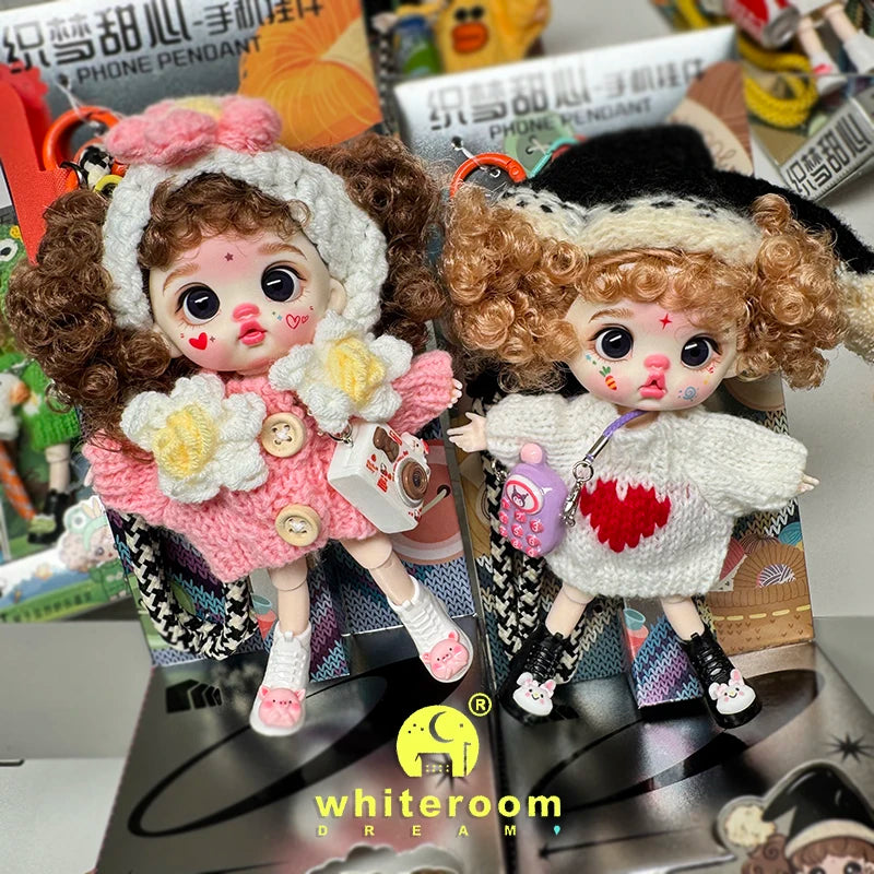 Mini BJD Doll Clothes OB11 Handmade Crochet Sweater Wool Hook Set Accessories Girls DIY Toy Accessories MobilePhone Hanging Gift