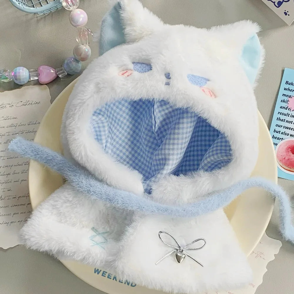 Plush Cloak 10cm Cotton Doll Clothes Suit Dress Up 20cm Doll Clothes Outfit Blue Cute Doll Clothes Set Children's Gift