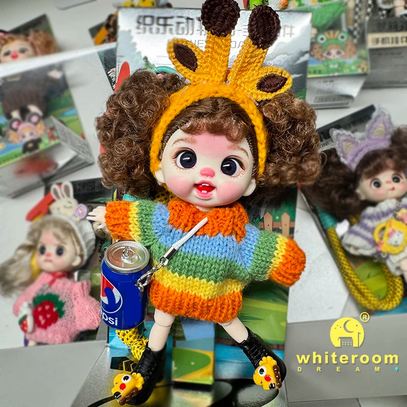 Mini BJD Doll Clothes OB11 Handmade Crochet Sweater Wool Hook Set Accessories Girls DIY Toy Accessories MobilePhone Hanging Gift