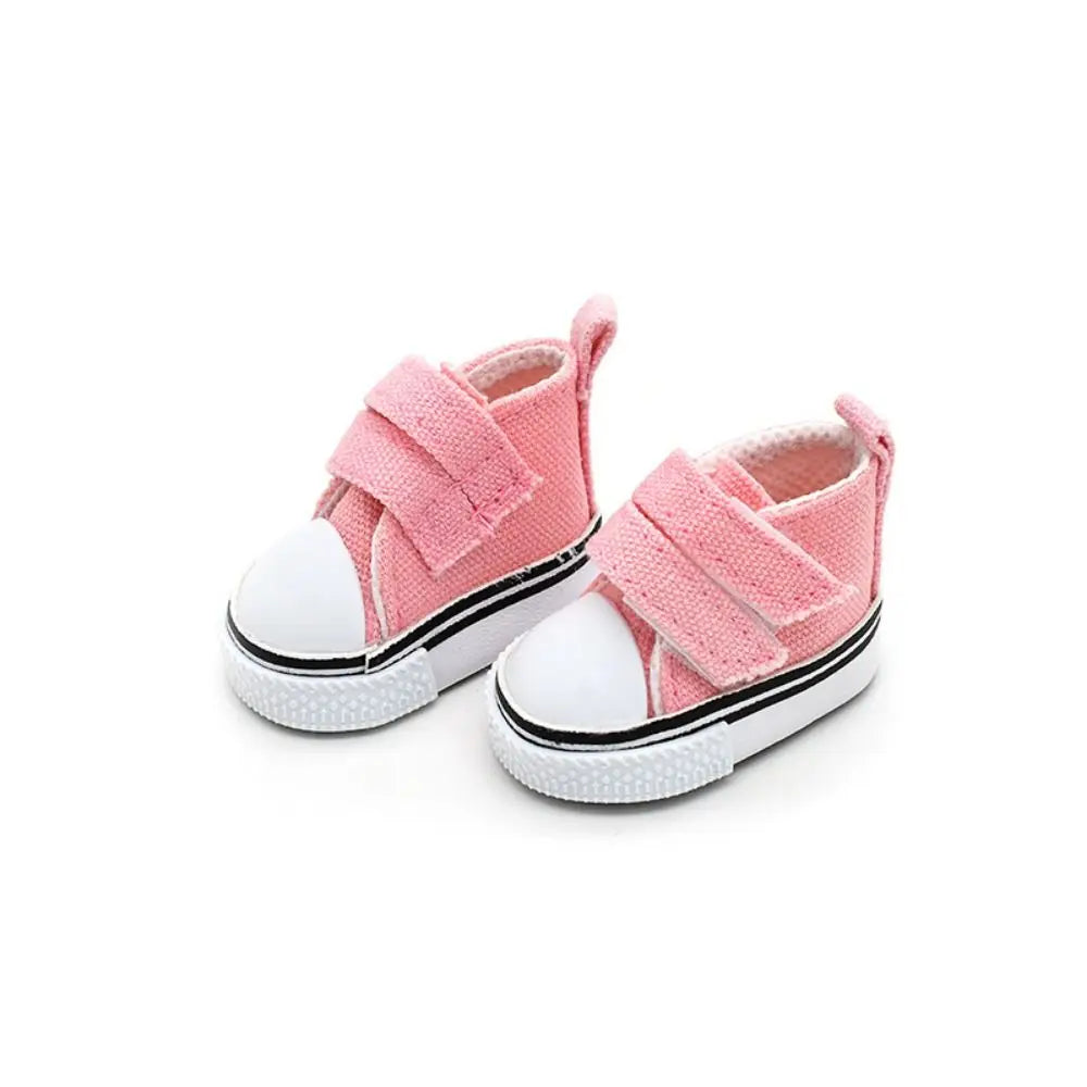 1 Pair 5cm Length Doll Canvas Shoes DIY Plimsolls 1/6 Scale Mini Sneakers Mini High Top Doll Sneakers Blythe Doll Toy