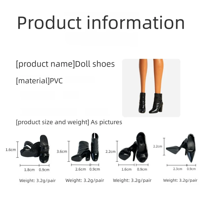 4 Pairs Doll High Heels Ankle Boot 32cm Supermodel Doll Similar Foot Shape Wearable Princess Girl Doll Shoes DIY Toys Collector