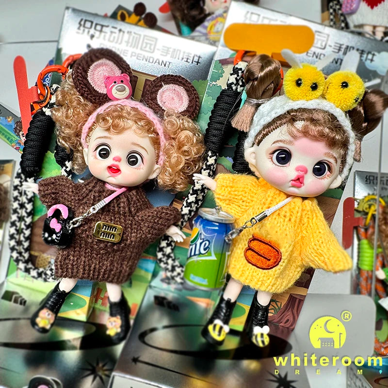 Mini BJD Doll Clothes OB11 Handmade Crochet Sweater Wool Hook Set Accessories Girls DIY Toy Accessories MobilePhone Hanging Gift