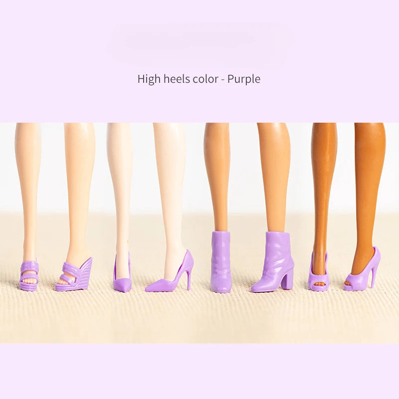 4 Pairs Doll High Heels Ankle Boot 32cm Supermodel Doll Similar Foot Shape Wearable Princess Girl Doll Shoes DIY Toys Collector