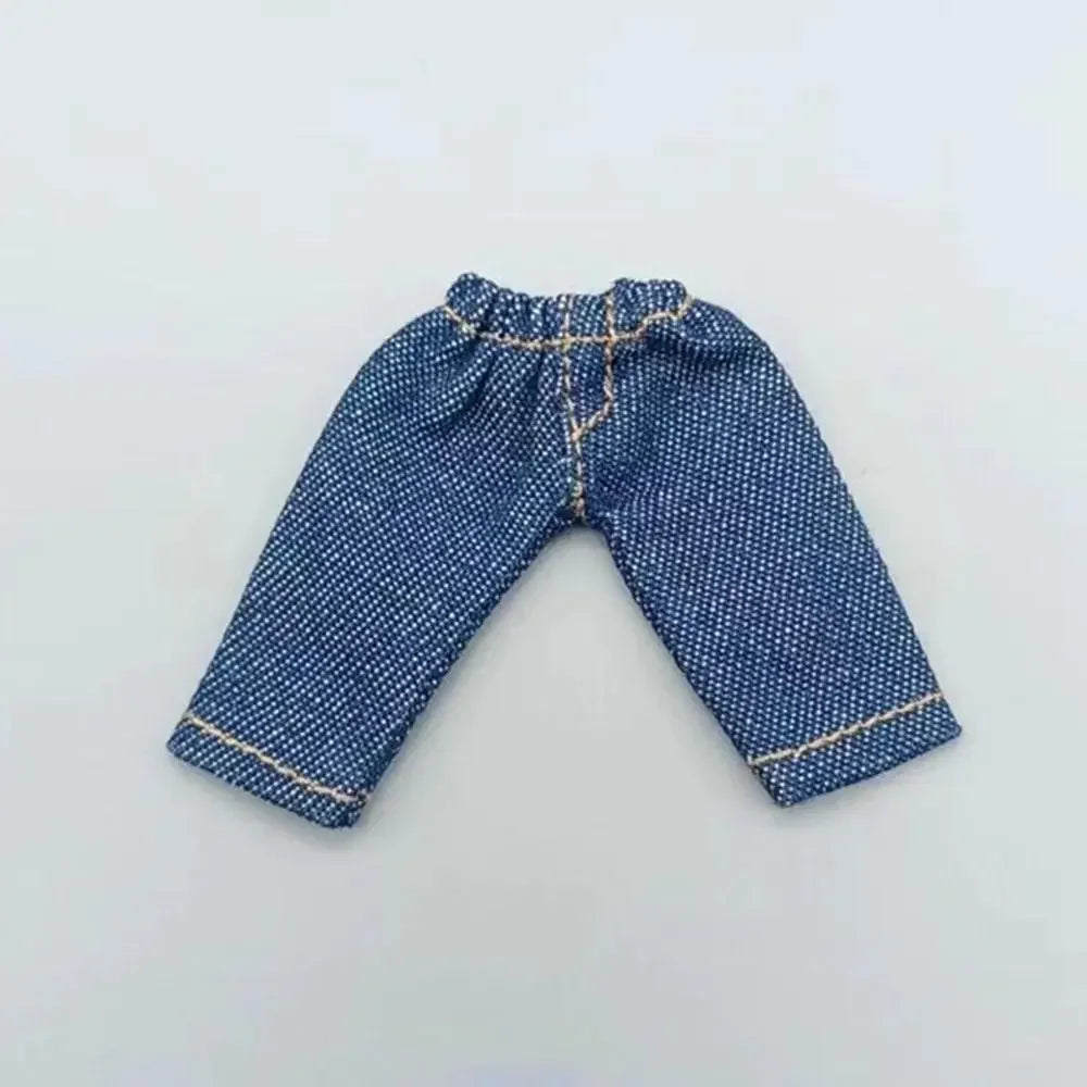 Fashion Doll Clothes For 1/11 OB11 Dolls Denim Trousers For 1/12 Bjd/GSC Doll T-shirt Mini Cute Doll Pants DIY Doll Accessories