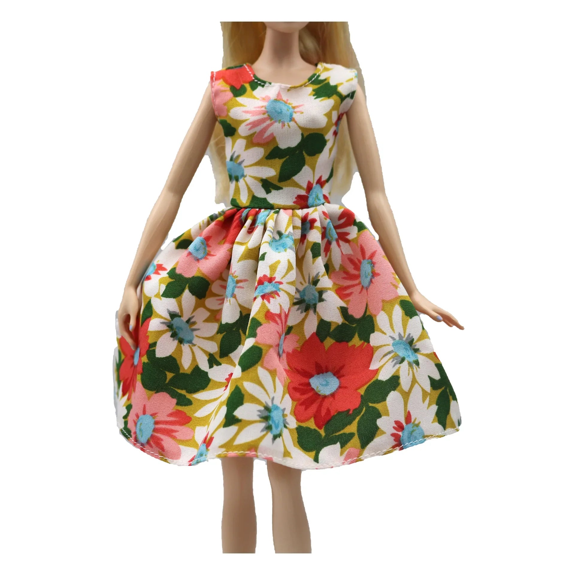 2023 new fashion clothes dress for 30 cm doll 1/6 29 cm Ribbon Hanging Neck Open Back Fragmented Flower Dress