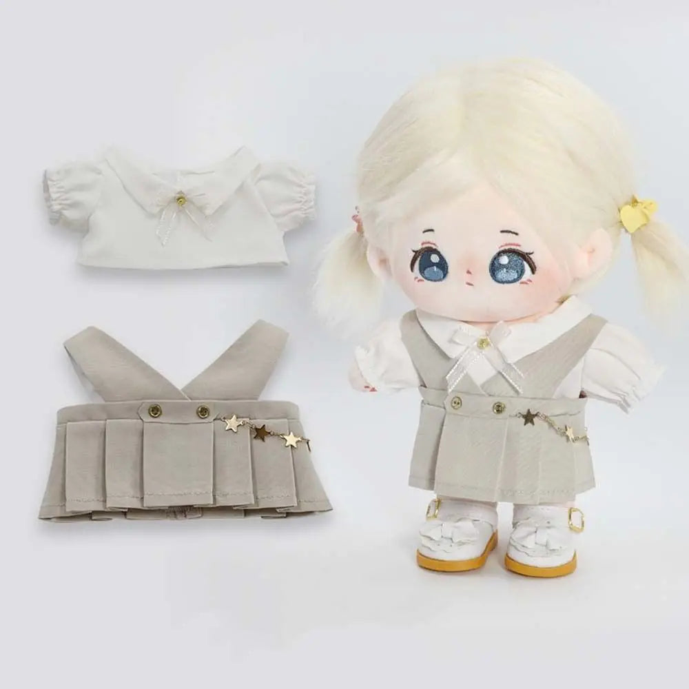 T-shirt 20cm Doll Clothes Stuffed Dolls Dress Up Cotton Dolls Outfit Academy Uniform Skirt Dresses Doll Uniform Set