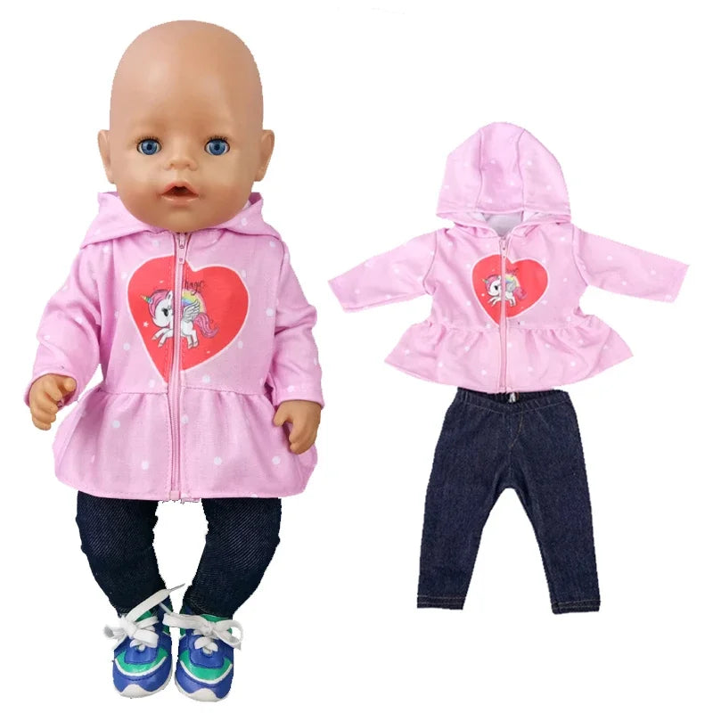 Doll Clothes for 43cm Baby Doll Leather Jacket Pants Set for 17 Inch Baby Doll Coat Winter Clothes Drop Shipping