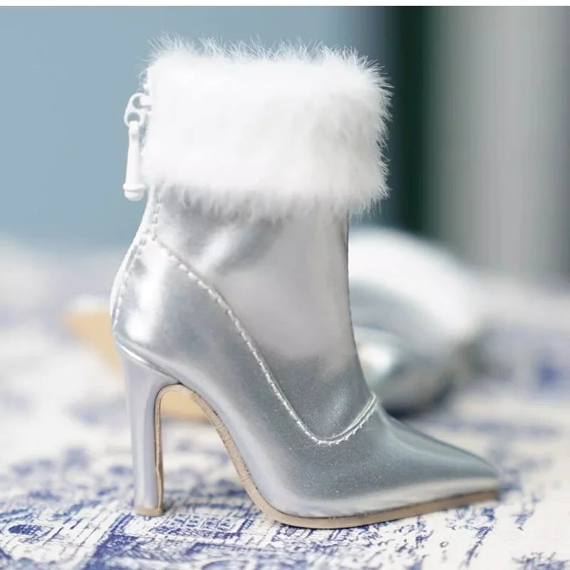 BJD Doll Shoes For 1/3 1/4 Doll Fashion Shoes Black White Pink Silver High Boots Doll Accessories DIY Gift