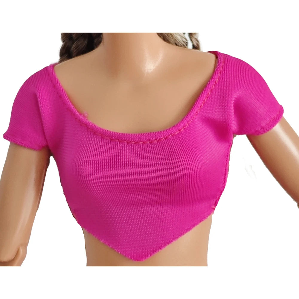 Doll Clothes  Short sleeved shirt Solid color flared pants Daily Wear Accessories Clothes for Barbies doll