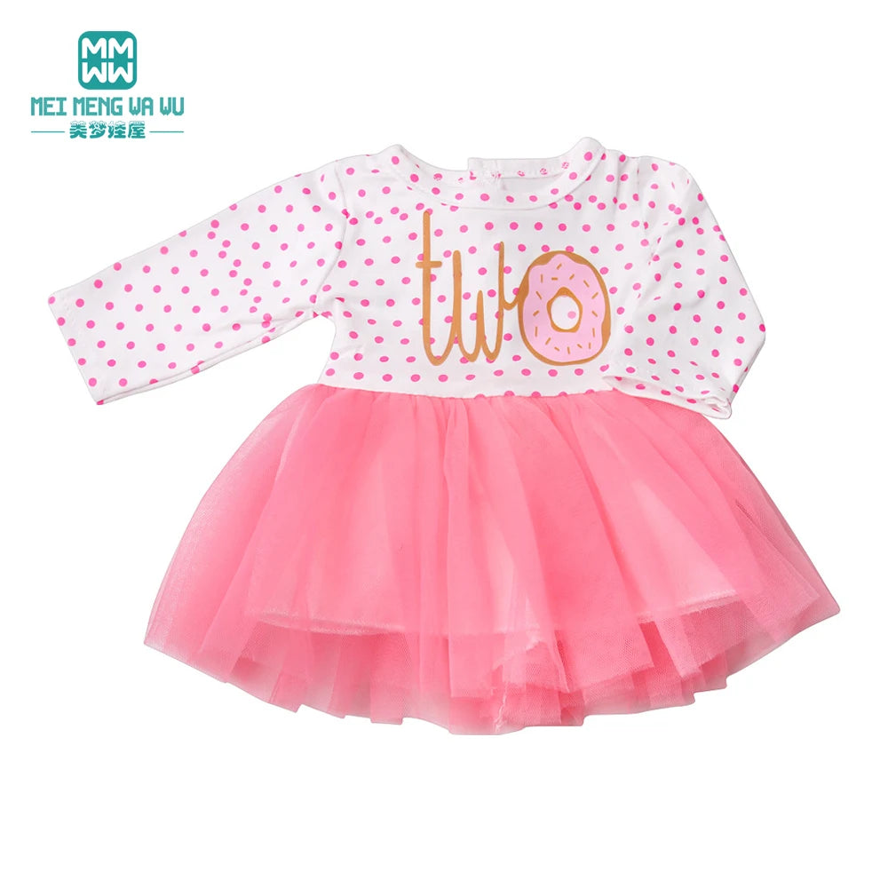 Doll Clothes Fashion T Shirt Pants Cartoon Dress Fits 45cm American Doll Toy Accessories Gift Girls