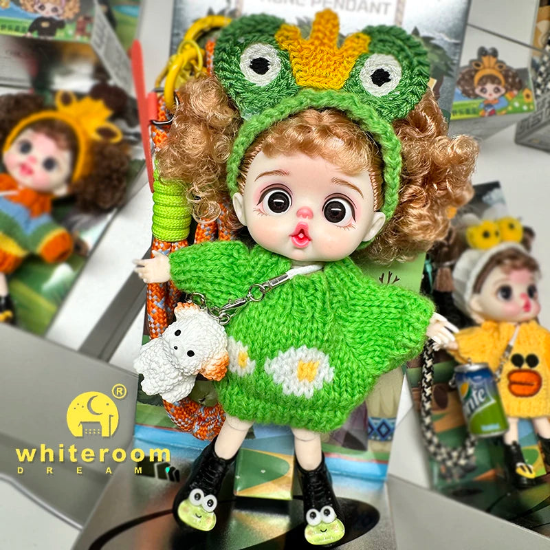 Mini BJD Doll Clothes OB11 Handmade Crochet Sweater Wool Hook Set Accessories Girls DIY Toy Accessories MobilePhone Hanging Gift