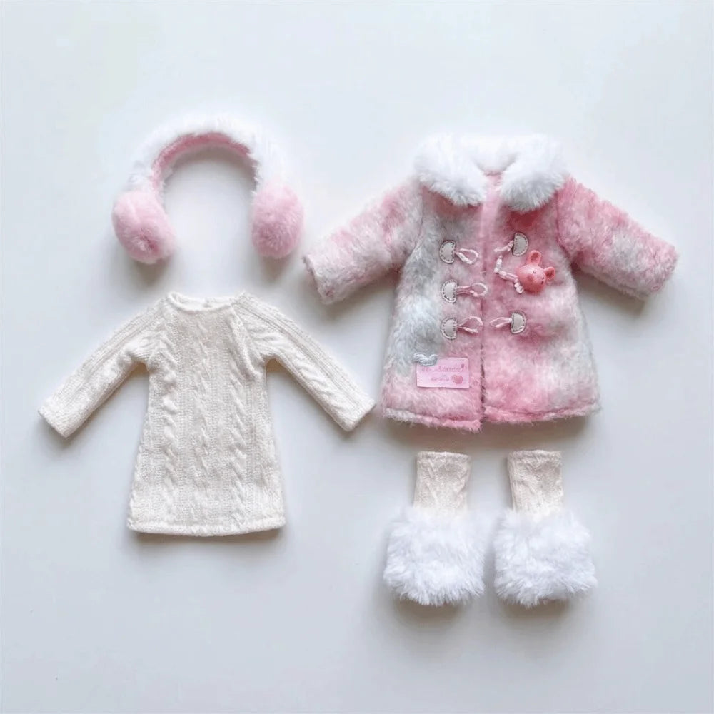 30cm Doll Clothes 1/6 BJD Doll Fashion Outfit Set Pretty Dress Hat Winter Coat Girl Toy Gift Doll Accessories(no shoes&doll)