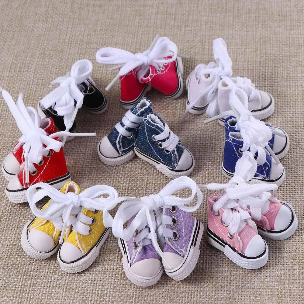 1Pair 3.5CM Fashion Casual Doll Canvas Shoes For Dolls Sneakers Shoes Boots Dolls Mini Accessories Girl Children Toy Gift
