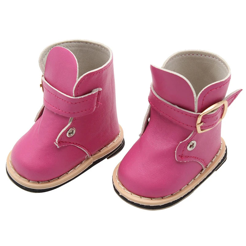 Doll Talk 18 inch American doll shoes boots new high quality Pink white boots bjd 1/6 1/3 shoes Doll Girl Booties Accessory
