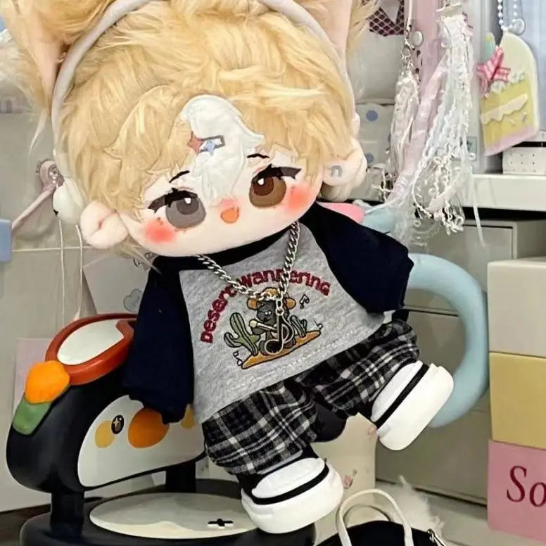 20cm Doll Clothes Cute Retro Style Casual No Attribute Normal Body Cotton Doll Clothes Can Be Changed Spring And Autumn Suit