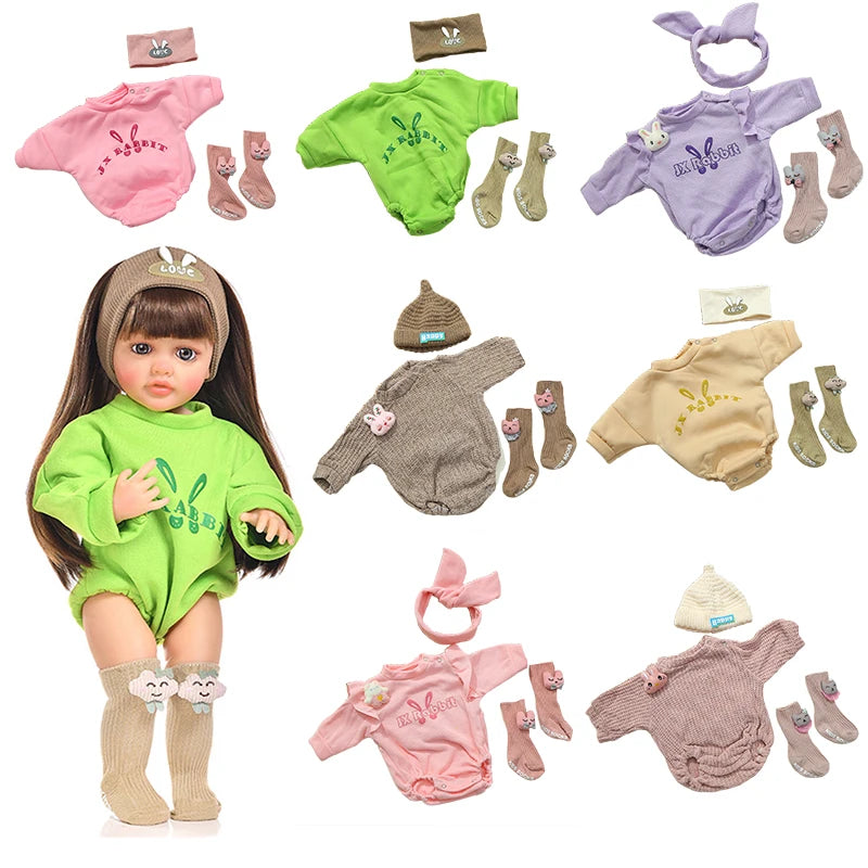 Doll Clothes for 55cm 21.65in Baby Doll's Clothing Sweater Hoodie DIY Reborn Doll Toy Dolls Outfit for Girl Clothing Accessories