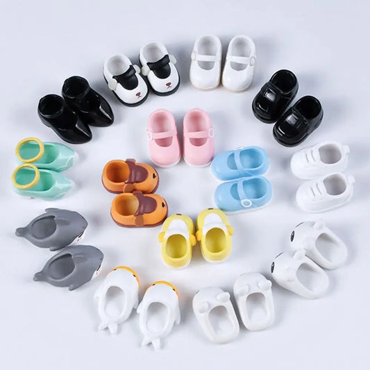 1 Pair 10 Styles Fashion Doll Shoes for 1/12 BJD Dolls Slippers Doll PVC High Heels Shoes Doll Boots for ob11 Doll Accessories