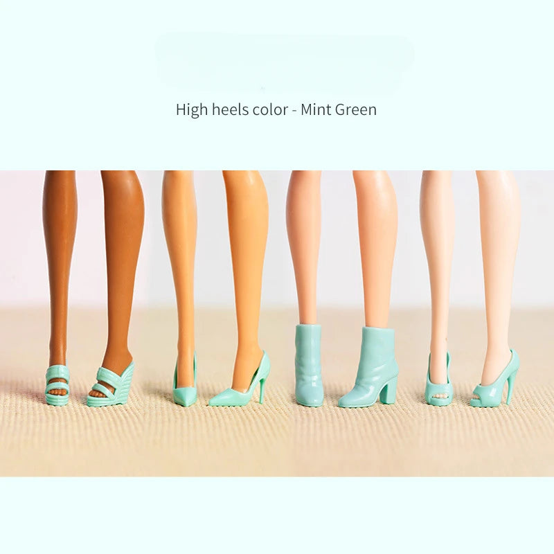 4 Pairs Doll High Heels Ankle Boot 32cm Supermodel Doll Similar Foot Shape Wearable Princess Girl Doll Shoes DIY Toys Collector