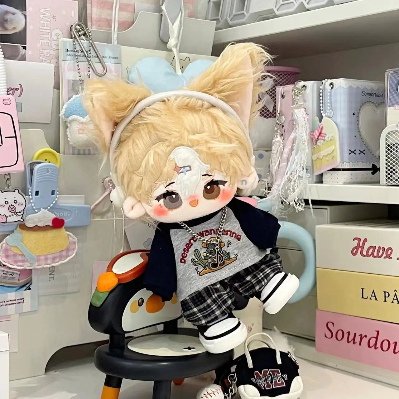 20cm Doll Clothes Cute Retro Style Casual No Attribute Normal Body Cotton Doll Clothes Can Be Changed Spring And Autumn Suit