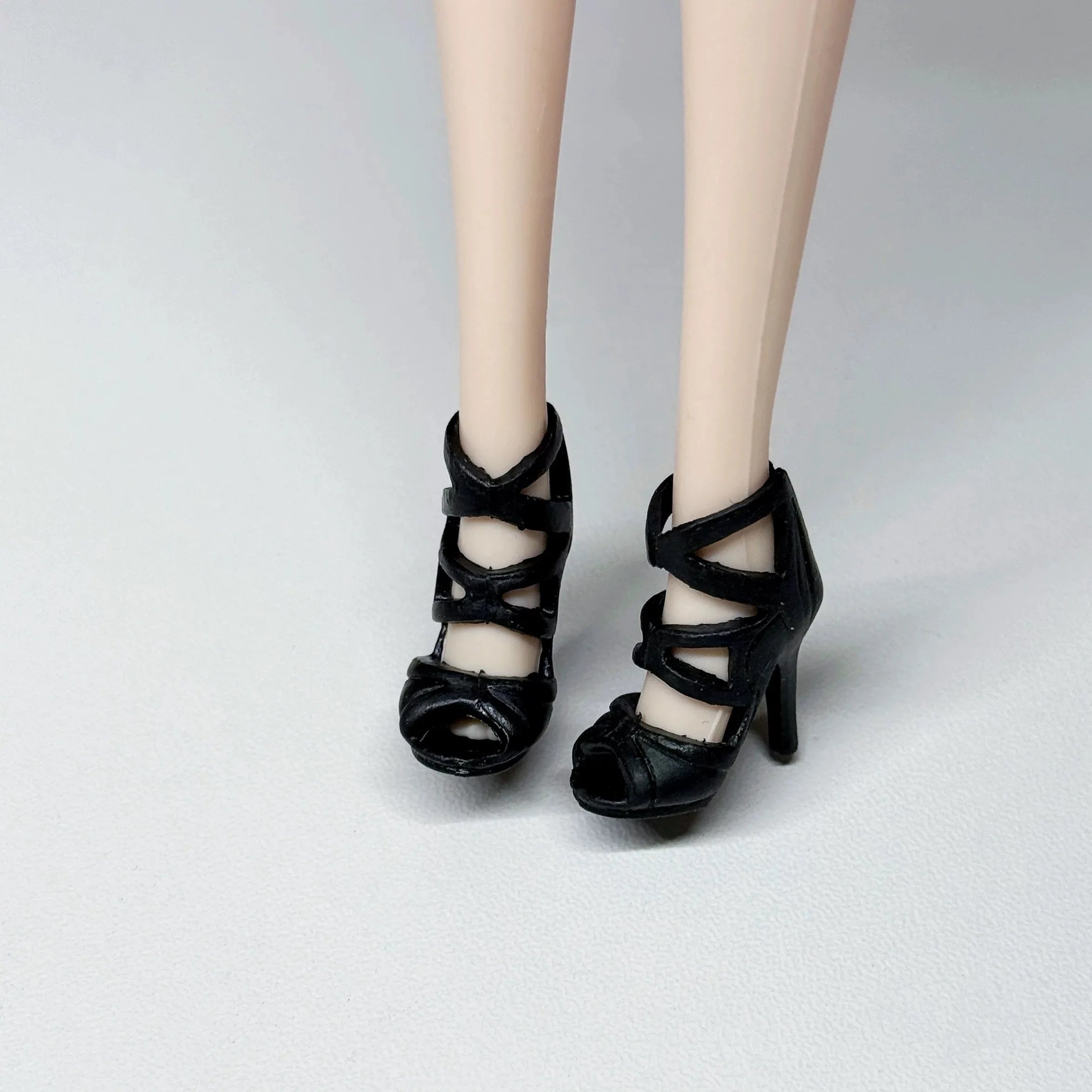 30cm Doll Shoes Accessories Black Classic Small Fragrant Style High Heels Bow Diamante High Heels For 1/6 FR Supermodel Doll