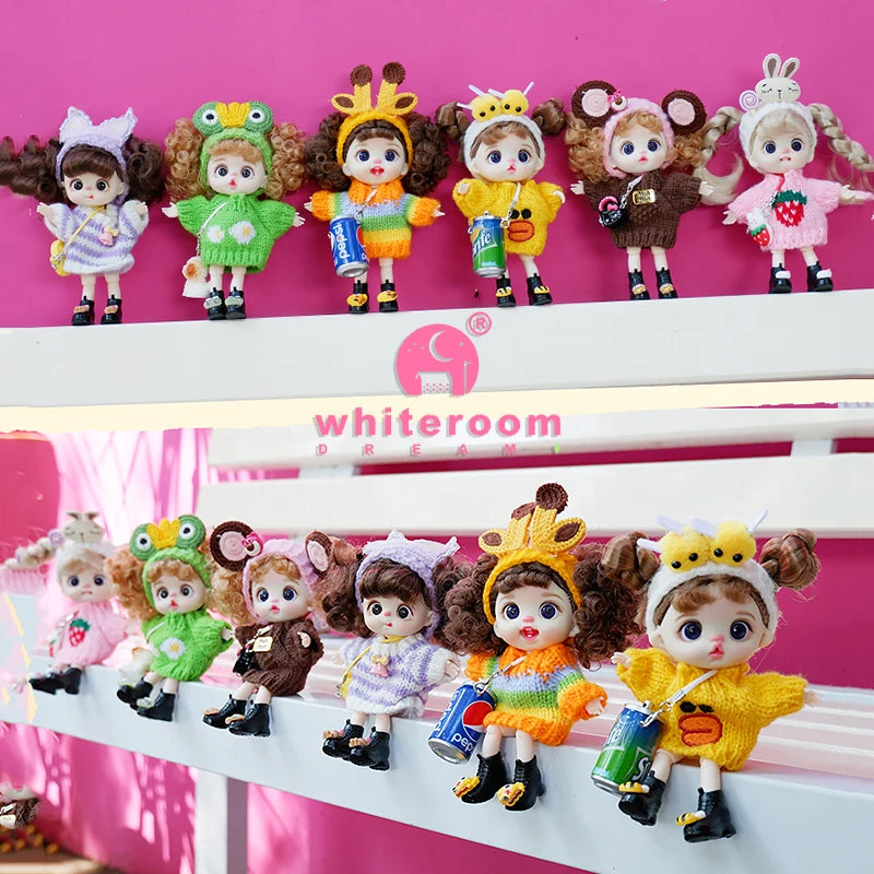 Mini BJD Doll Clothes OB11 Handmade Crochet Sweater Wool Hook Set Accessories Girls DIY Toy Accessories MobilePhone Hanging Gift