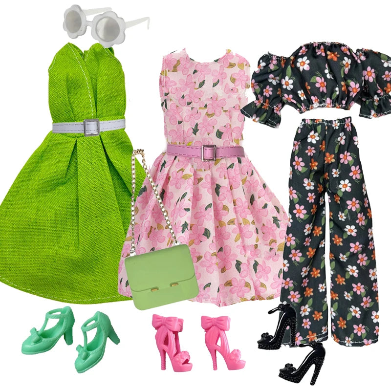 1/6 Doll Clothes Set DIY Doll Decors Bag Boots Cloak Jeans Casual Wears Decorations for 11.5 inch Doll Clothing Accessories