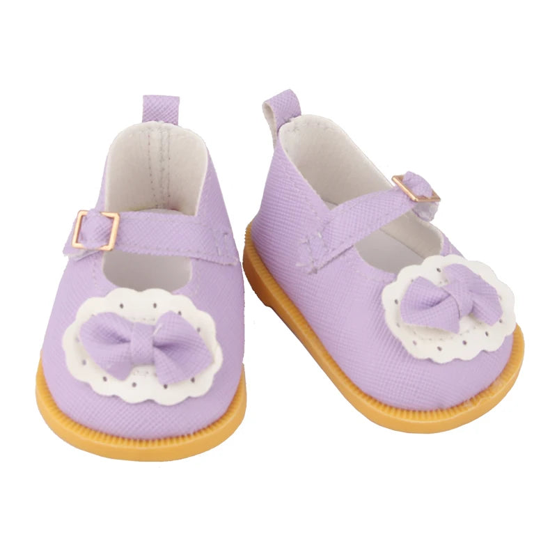 Doll Shoes 7 cm Cute Bow Cartoon Skull Mini Shoes For 18 Inch American&43cm Baby New Bron Dolls Girl Toy 1/3 BJD&OG Doll Boots