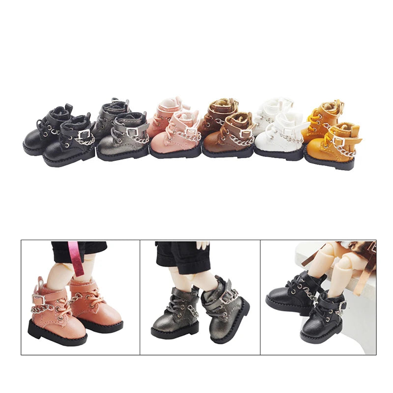 1 Pair Doll Shoes Lovely Chain Boots New Casual Hand-made Ob11 DOD 1/12 Bjd Doll Shoes Doll Accessories