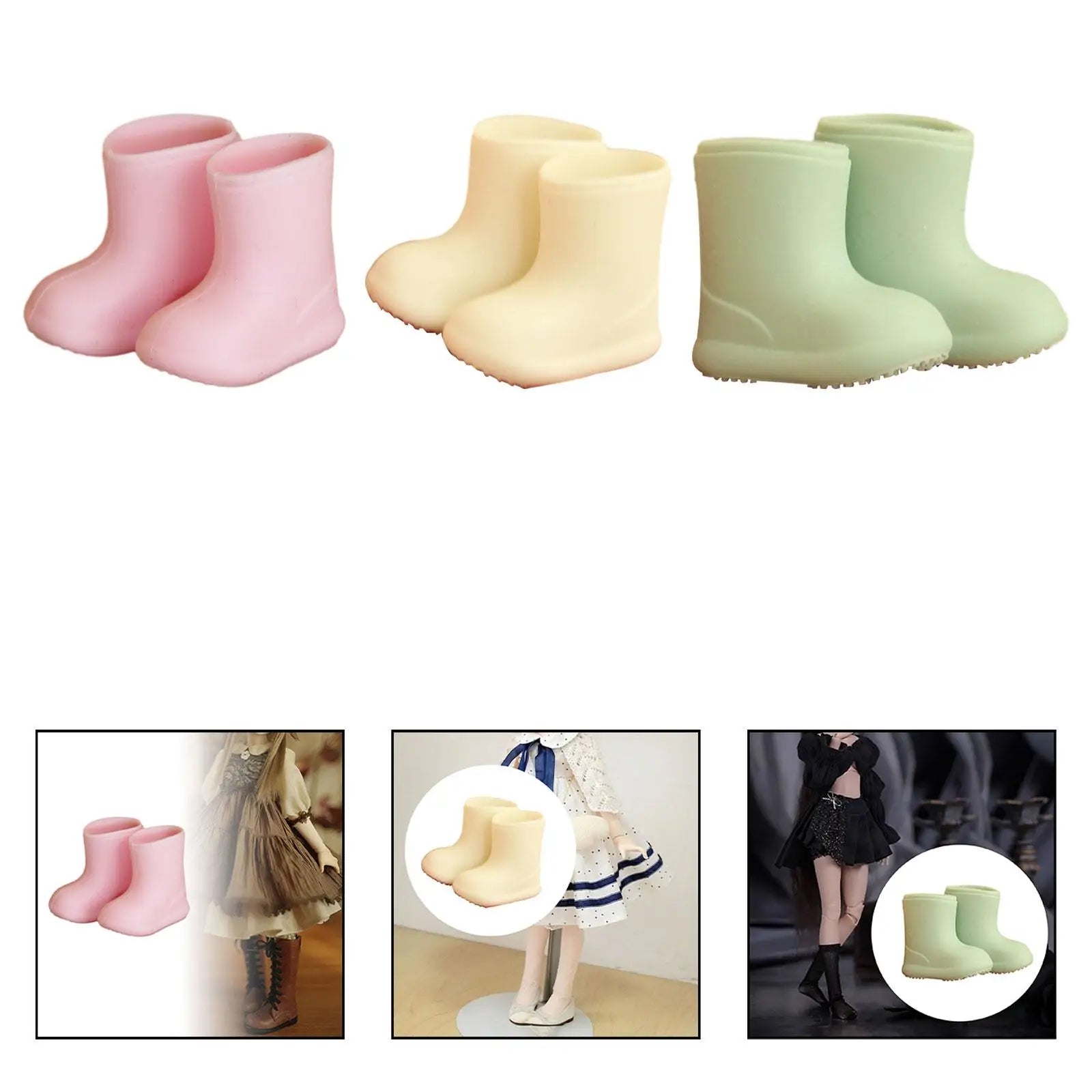 Doll Rain Boots Shoes Doll Accessories for 1/12 Doll Cute Waterproof Sturdy Ob11 Doll Shoes Soft Simulation Stylish Miniature
