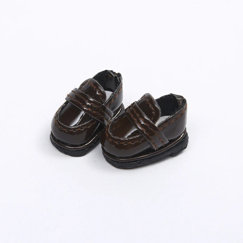 Handmade Doll Student Shoes Bright Surface Black Brown Doll Leather Shoes For Obitsu11,P9, Gsc, Ymy, Ddf, Nendoroids, 1/12 Bjd