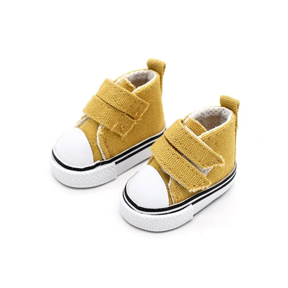 1 Pair 5cm Length Doll Canvas Shoes DIY Plimsolls 1/6 Scale Mini Sneakers Mini High Top Doll Sneakers Blythe Doll Toy