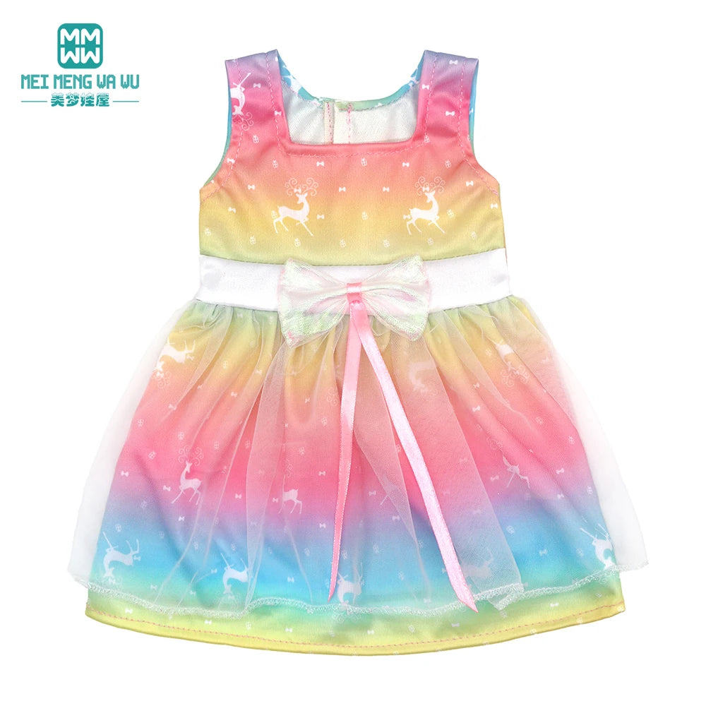 Doll Clothes for 43 cm new born doll and American doll accessories  fashionable gauze dress, bow dress