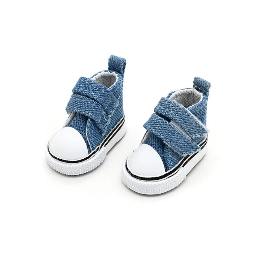 1 Pair 5cm Length Doll Canvas Shoes DIY Plimsolls 1/6 Scale Mini Sneakers Mini High Top Doll Sneakers Blythe Doll Toy