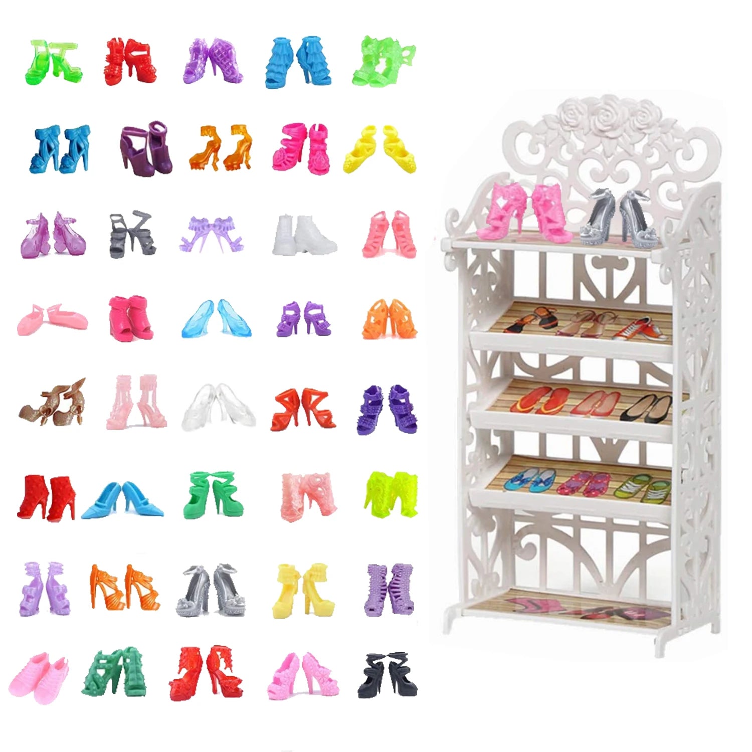 50 Pairs Colorful Doll Shoes High Heels Boots Sandals Slipper Assorted Dolls Shoes for 11.5inch Accessories Kids  Toys