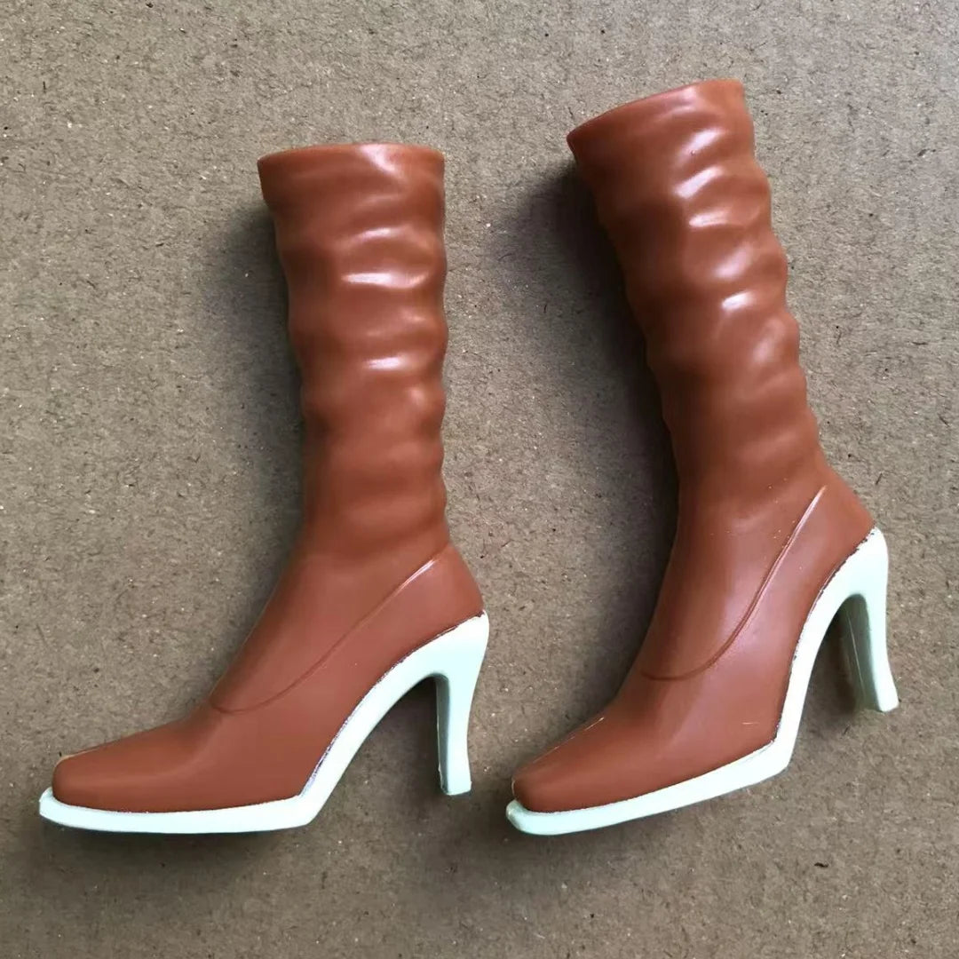 Classic Dancing Doll Shoes 2001 Big Thick Heels Doll Boots Shoes Sandals Brown Black Red Silver Beige Doll Decors