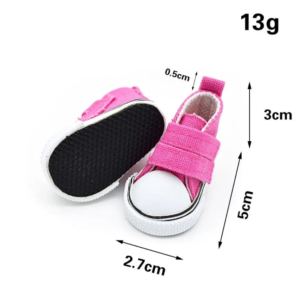1 Pair 5cm Length Doll Canvas Shoes DIY Plimsolls 1/6 Scale Mini Sneakers Mini High Top Doll Sneakers Blythe Doll Toy