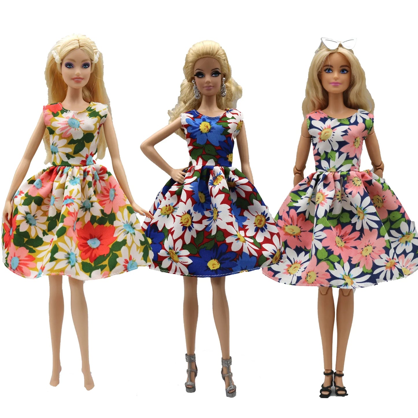 2023 new fashion clothes dress for 30 cm doll 1/6 29 cm Ribbon Hanging Neck Open Back Fragmented Flower Dress