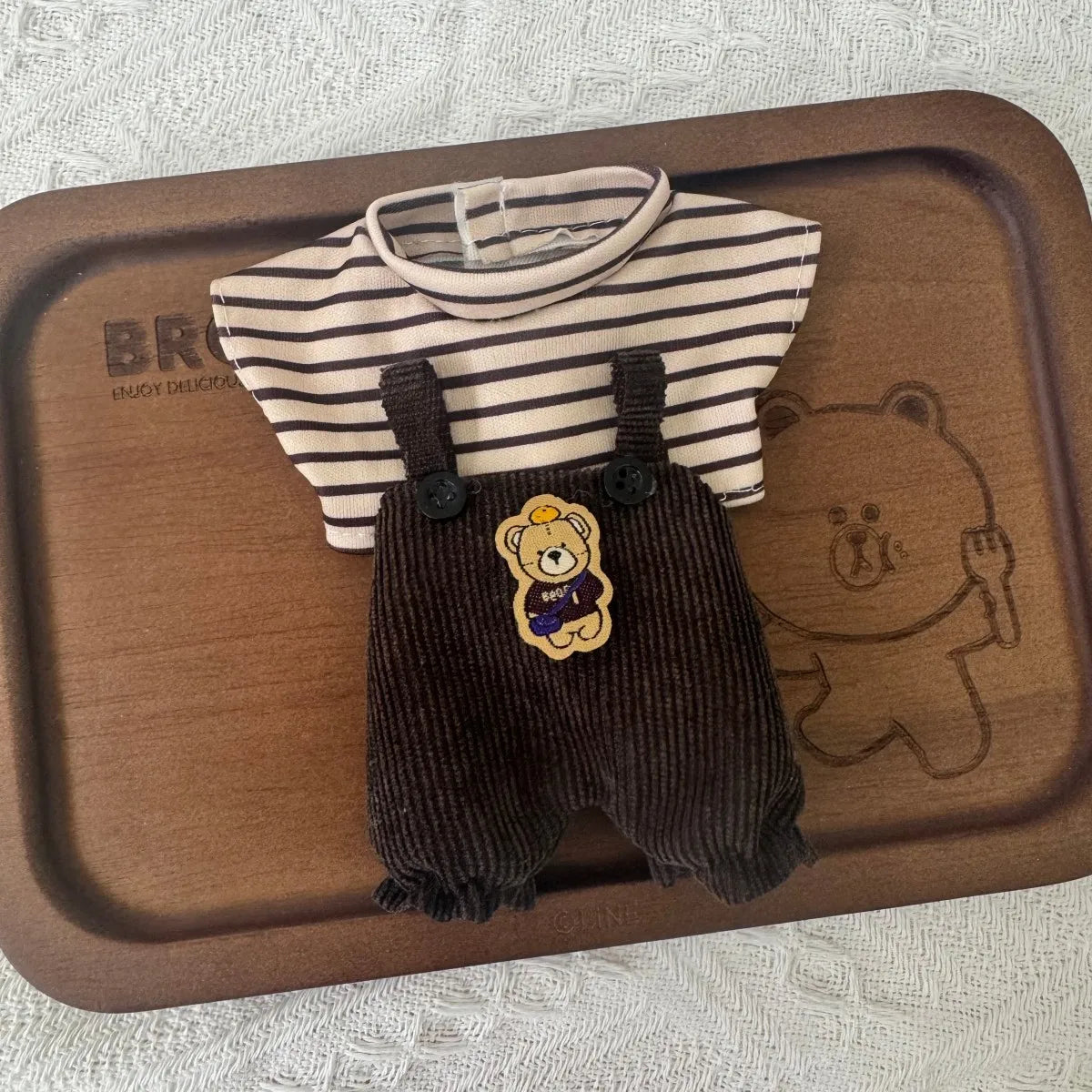 Popular Labubu Doll Clothes 17cm Pendant Labubu Doll Clothes Spring Field Strap Pants Set Labubu Doll Clothes Accessories