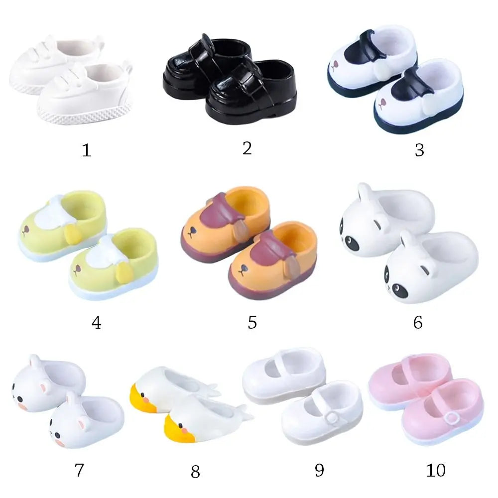 1 Pair 10 Styles Fashion Doll Shoes for 1/12 BJD Dolls Slippers Doll PVC High Heels Shoes Doll Boots for ob11 Doll Accessories