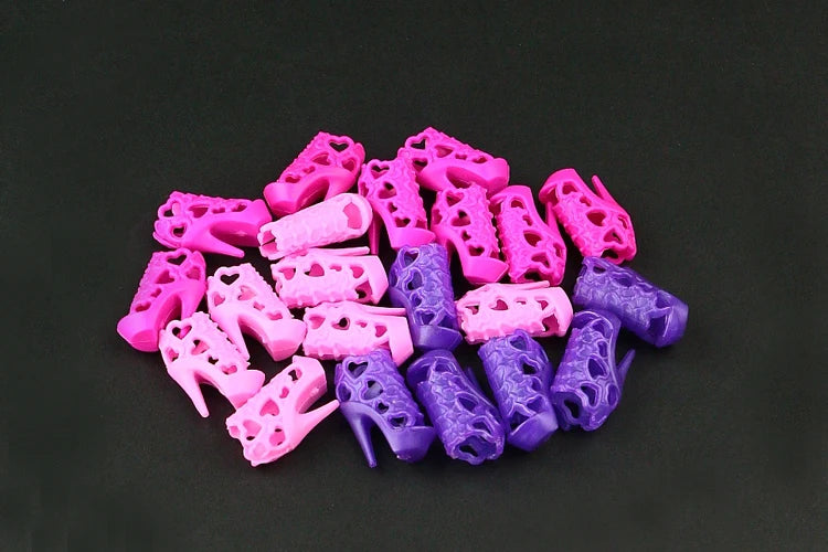 10 pair / lot Fashion Hollow design 1/6 female Doll shoes High quality high heeled Shoes for 30 cm FR doll  accessories