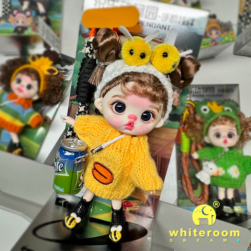 Mini BJD Doll Clothes OB11 Handmade Crochet Sweater Wool Hook Set Accessories Girls DIY Toy Accessories MobilePhone Hanging Gift