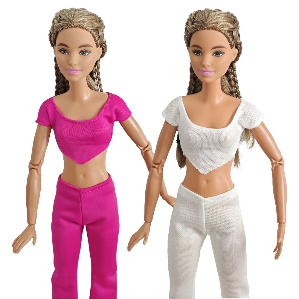 Doll Clothes  Short sleeved shirt Solid color flared pants Daily Wear Accessories Clothes for Barbies doll