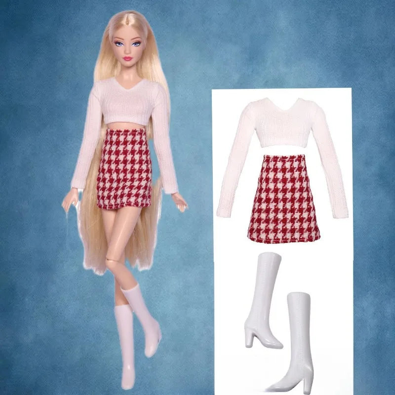 Doll clothes 30 cm doll dress jacket skirt shoes suit fashion design(Only clothes)