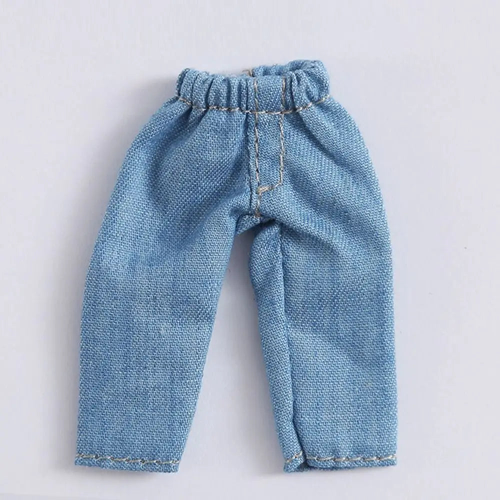 Fashion Doll Clothes For 1/11 OB11 Dolls Denim Trousers For 1/12 Bjd/GSC Doll T-shirt Mini Cute Doll Pants DIY Doll Accessories